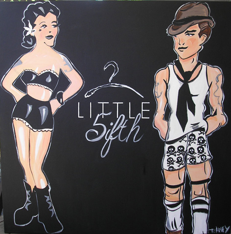 Backboard design for Little 5th clothing store.