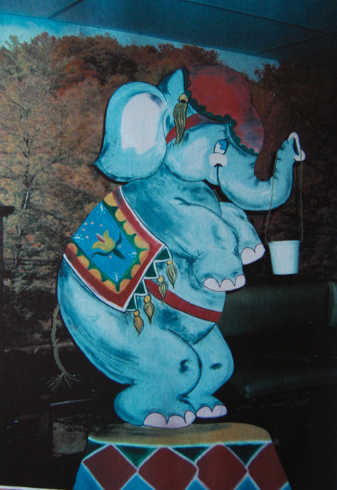 Birthday elephant for a peanut toss game.