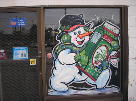 Seasonal window art work for Dairy Depot.