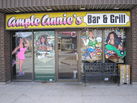 Window art work for Ample Annie's.