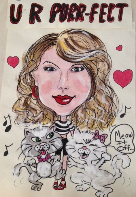 Taylor Swift caricature done with the help of the grandkids for a recent concert.