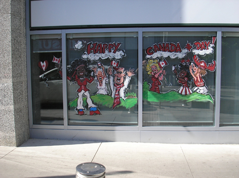 Canada Day window art work for Kitchener business.