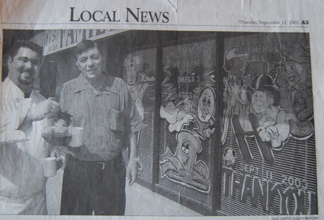 Dorothy window painting featured in local newspaper.