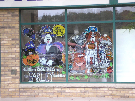 Window art work for animal shelter.