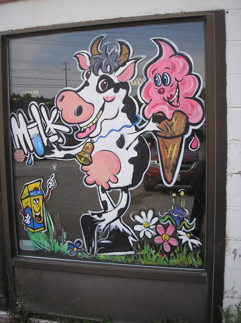 Promotional window artwork for Dairy Depot.