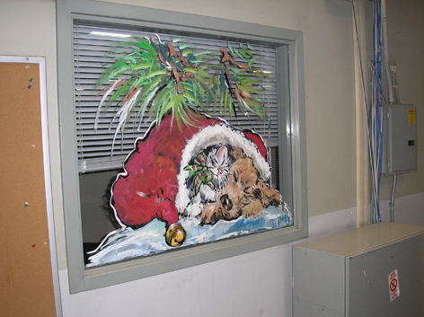 Christmas window art work for Hammond Manufacturing.