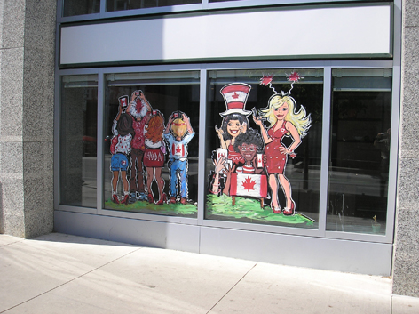 Canada Day window art work for Kitchener business.