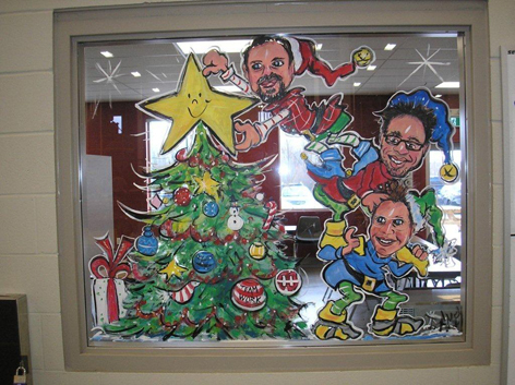 Christmas window art work for Hammond Manufacturing.